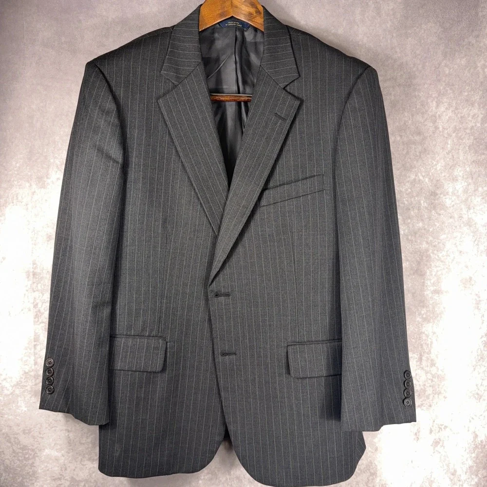 Brooks Brothers Pinstripe 2-Piece Suit 100% Wool Made in USA 42/32 Charcoal Grey